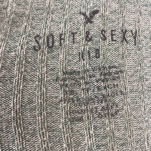 American Eagle Soft & Sexy Marled Green V-Neck Top - Picture 4 of 4